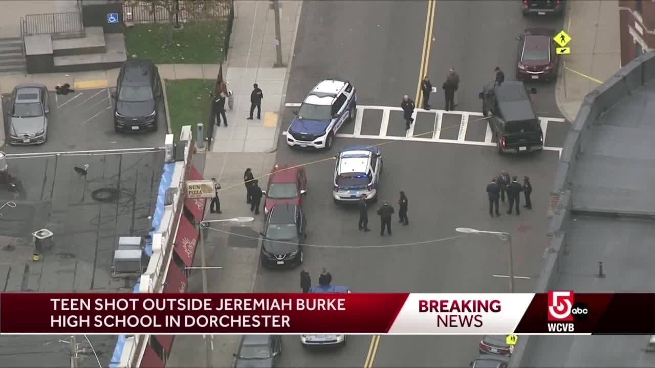 Teen shot by classmate outside Boston school - YouTube