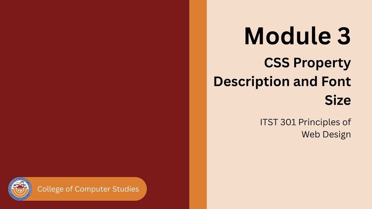 Module 3: CSS Property – Description and Font Size