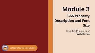 Module 3: CSS Property – Description and Font Size
