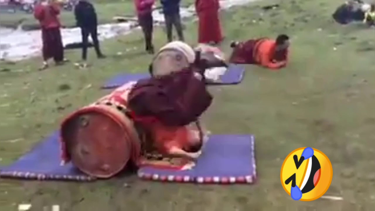 Funny Monks Fail Morning Excercises, can you fail that - YouTube
