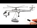 How to draw a military transport helicopter