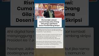 Rismon Mocks Jokowi: Only a Fraudster or a Crazy Person Forgets the Name of Their Thesis Supervisor