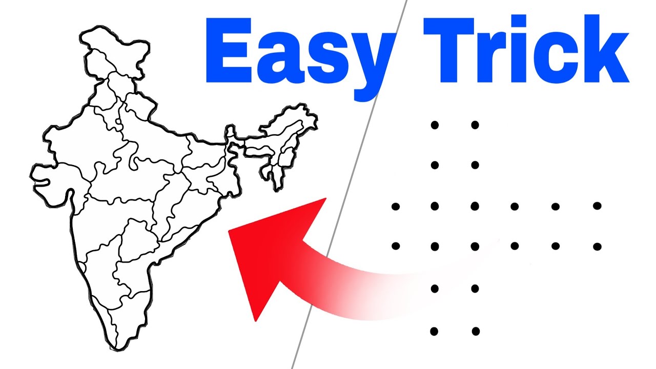 India map easy trick  How to draw India map With Dots  India map drawing  map of india