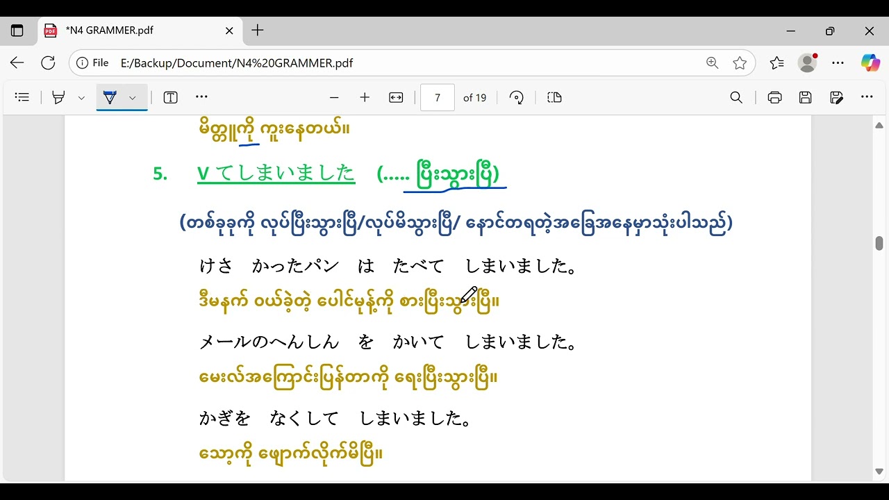 N4 Grammar (အခန်း 29)