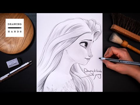 Drawing Sketch Frozen2 - Hair loose elsa [Drawing Hands]