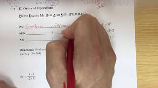 Algebra 1 Notes 1-2 Order of Operations Part 1