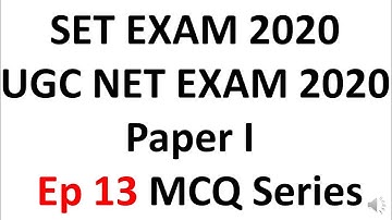 SET And UGC NTA NET Exam Paper 1 Preparation 2020 Ep 13