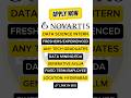 NOVARTIS is hiring for Intern Data Science | HYDERABAD #novartis #internship #hyderabadi
