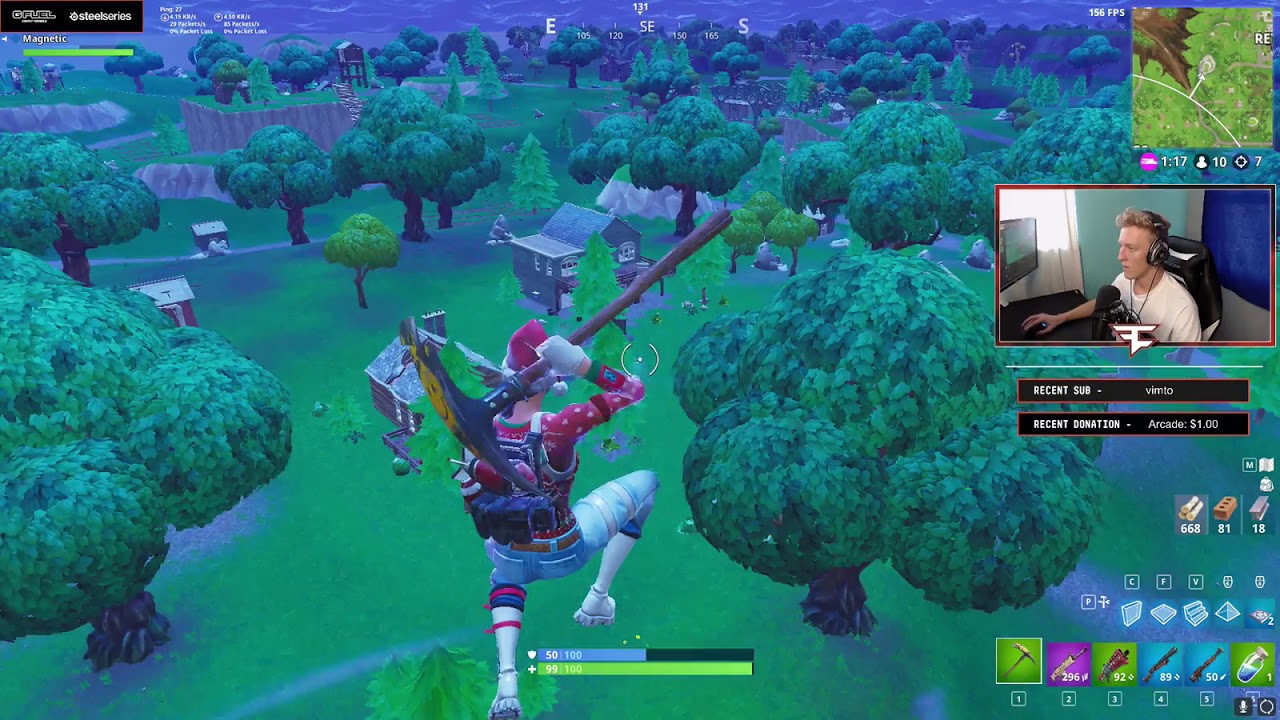 Faze Tfue Falls into Spike trap pit off a bounce pad - Fortnite