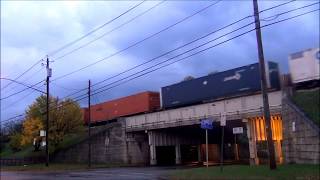 CSX Van Train Eastbound on Overhead Tracks