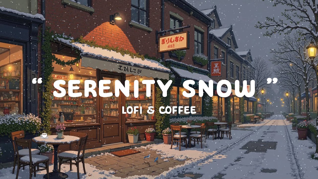 Serenity Snow ❄️ Winter Lofi Café Ambience ☕ Cozy Coffee Shop for Deep Focus, Relax & Stress Relief