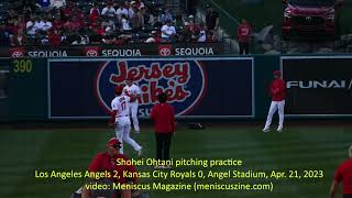 Shohei Ohtani (大谷翔平) pitching practice + KOSE ad - Angel Stadium, Apr. 21, 2023 - Meniscus Magazine