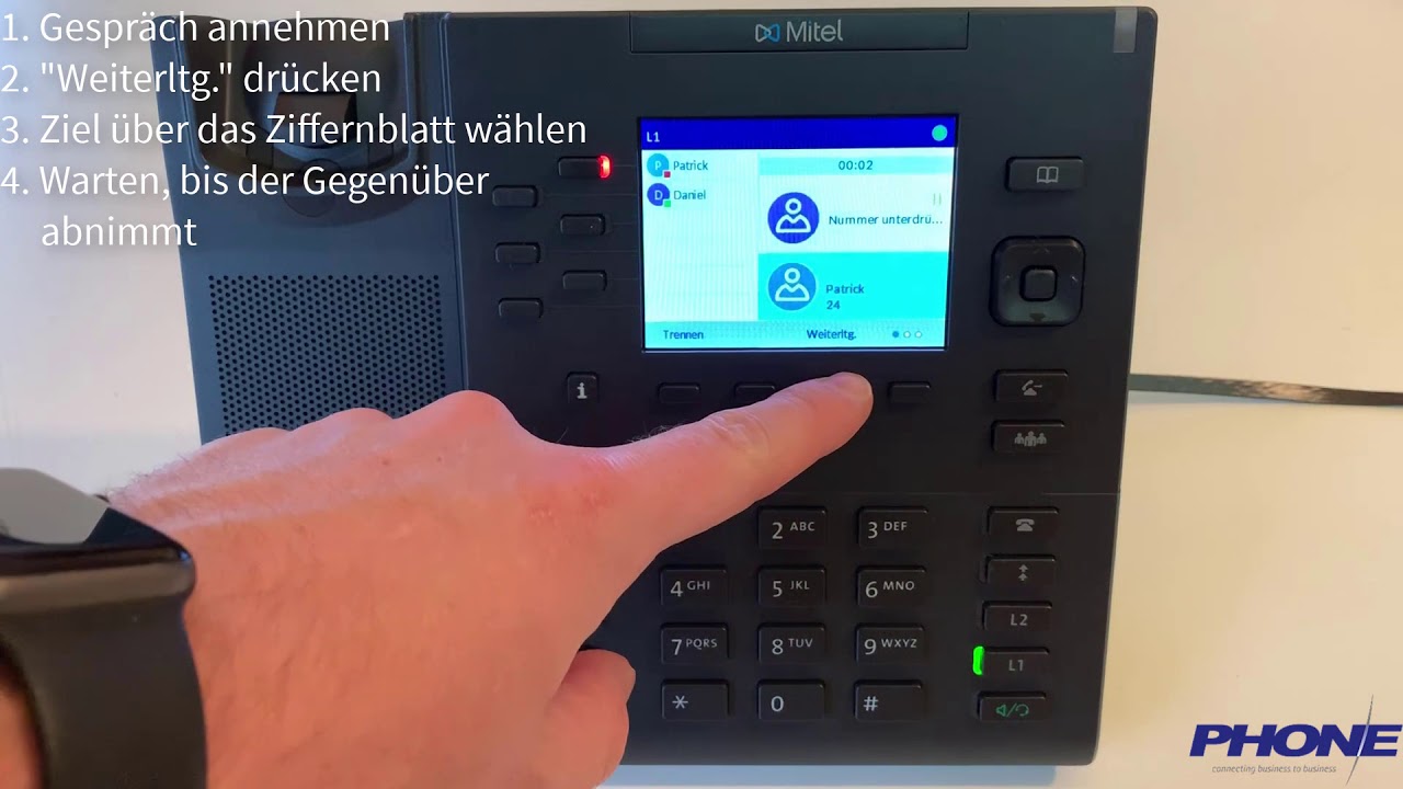 Weiterleiten an einem Mitel 6867i Telefon - YouTube