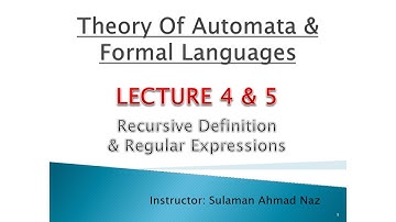 Theory Of Automata - Lecture 4 & 5 - Recursive Definition, Regular Expressions
