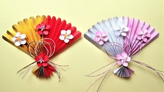 折り紙 お正月飾り 扇の梅の花 折り方 2 Origami fan with Plum Flower