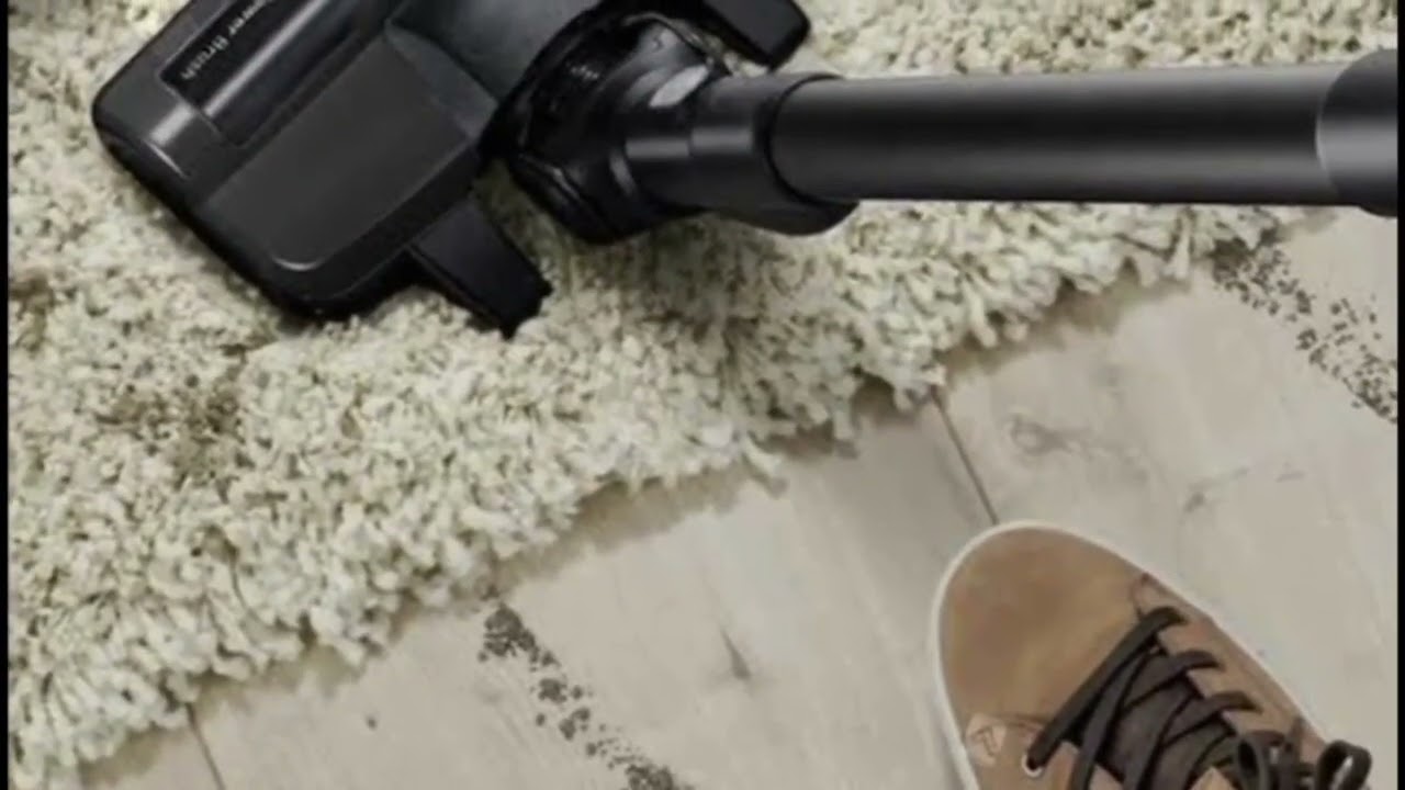 The vacuum cleaner makes a loud, steady buzzing that changes slightly on different surfaces.