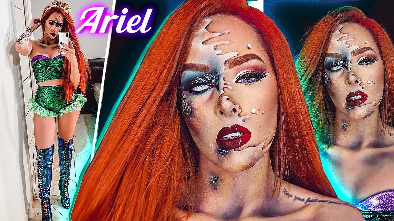 PEQUENA SEREIA DO MAL - MAQUIAGEM HALLOWEEN ♥ ARIEL