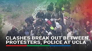 Clashes break out between protesters, police in UCLA