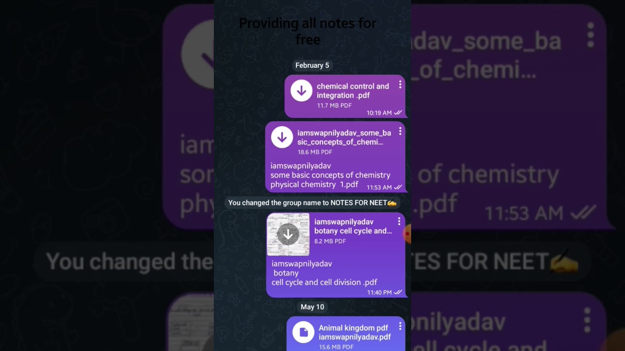 providing notes of bio phy &Chem for free on telegram 