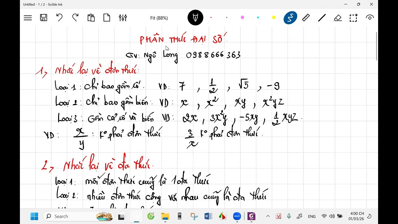 Toán lớp 8: Phân thức đại số