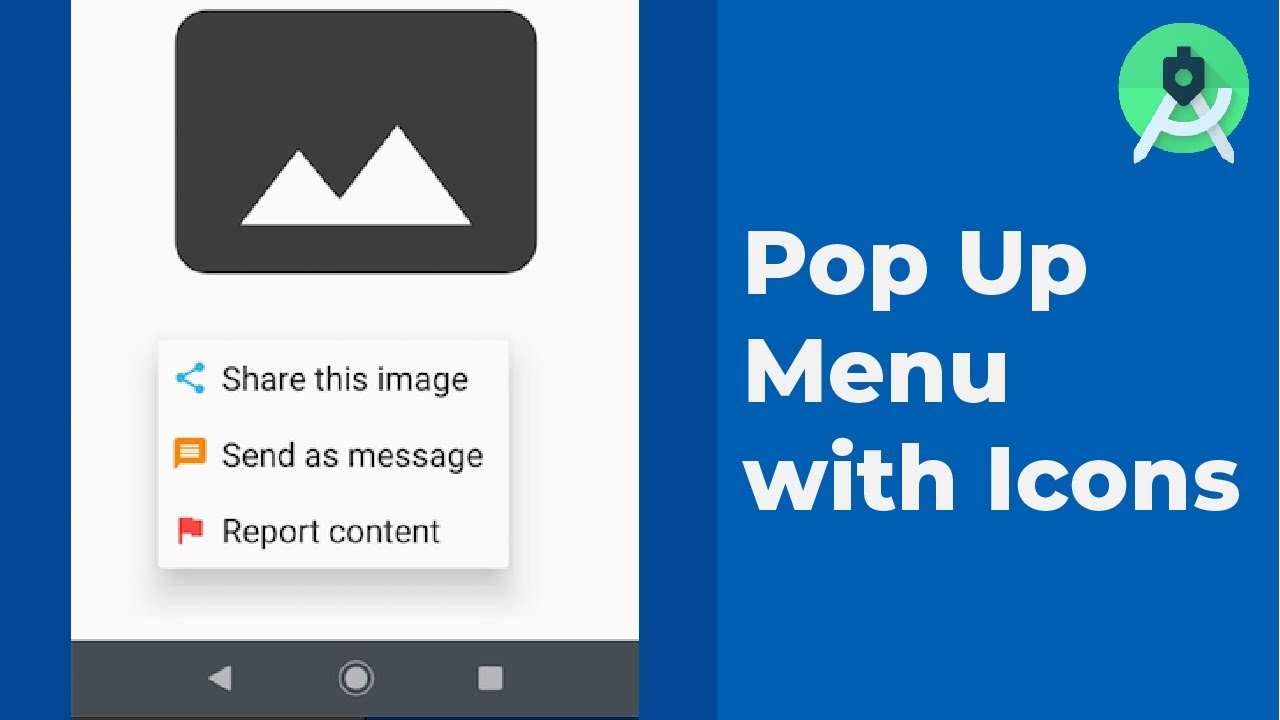 How to create a Pop Up Menu with Icons in Android Studio Tutorial