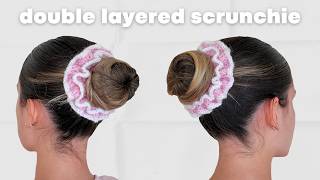 Crochet double layered scrunchie tutorial | easy beginner friendly