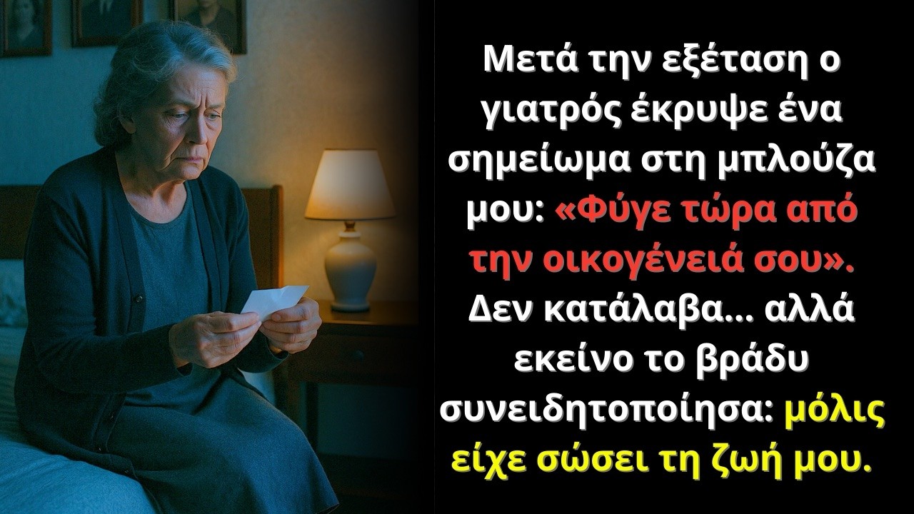 Μετά την εξέταση ο γιατρός έκρυψε σημείωμα: «Φύγε τώρα» – εκείνο το βράδυ έσωσε τη ζωή μου