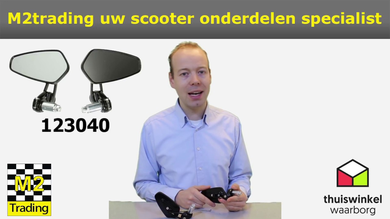 Spiegel set stuur CNC zwart scooter en motor universeel DMP 123040 kopen -  YouTube