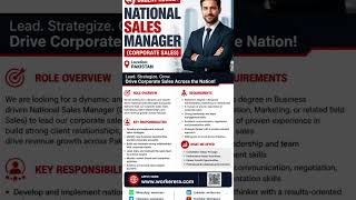 URGENT HIRING – NATIONAL SALES MANAGER (CORPORATE SALES) #saudijobs #growth #engineeringjobs #ksajob