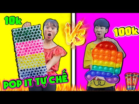 Thử Thách Đồ Chơi Pop It 5 Sao 100K Vs Pop It Tự Chế 10K ❤ KN CHENO Chị Hằng