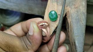 Panna stone copper ring making ! Handmade jewellery 
