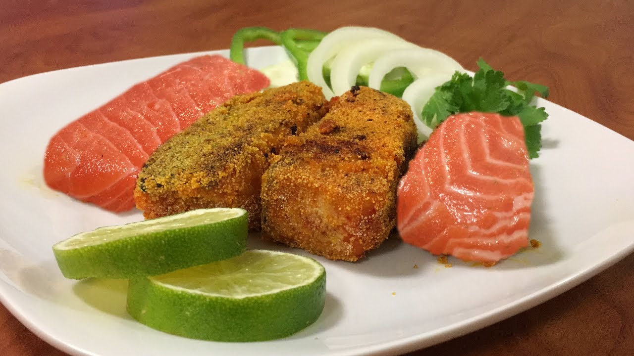 How to Fry American Salmon in Indian Style Rava Fried Salmon Fish
