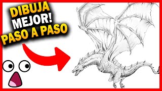 Como  un DRAGON facil paso a paso  REALISTA 【DIBUJOS DE DRAGONES 】