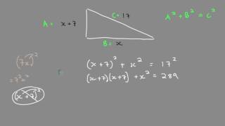 Solving Right Triangles - Make Quadratic with Pythagorean Theorem