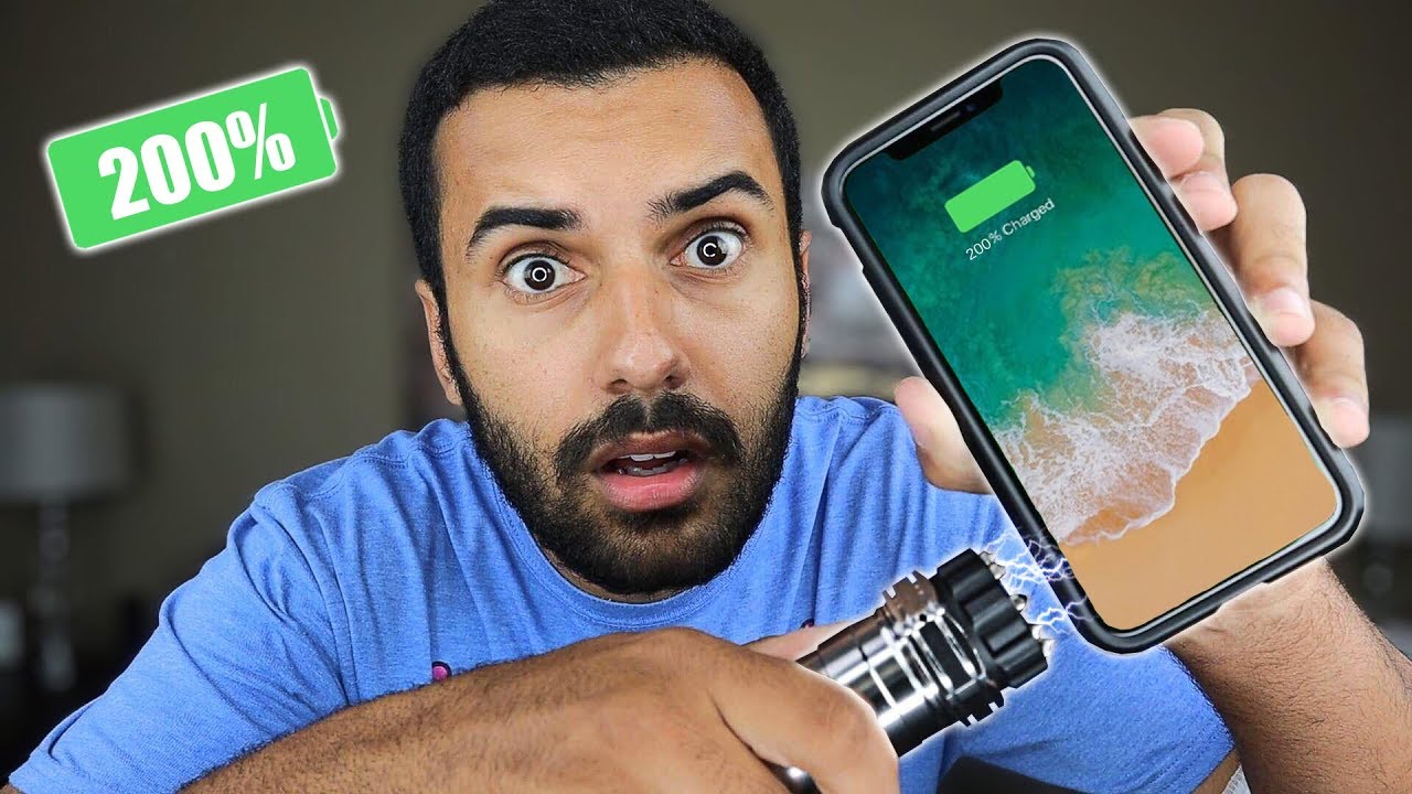 EXPERIMENT! CAN TASING A IPHONE X CHARGE IT?!..  IT SUPER CHARGED IT 200%!! 😱