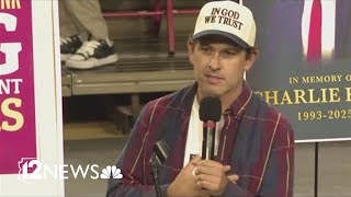Turning Point USA s Tyler Bowyer speaks at Charlie Kirk vigil