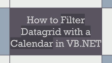 How to Filter Datagrid with a Calendar in VB.NET