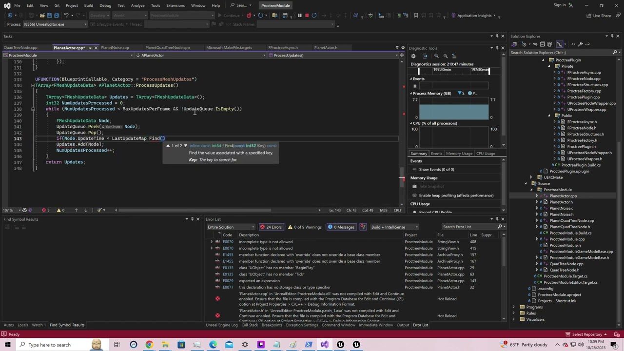 UE5 - Procedural Planet - C++ Planet Scale Quadtree Based Procedural Mesh LOD - Base LOD logic compl