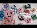 making clay things 🌷| clay pins, trays, coasters