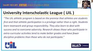 Smart Restart Virtual Parent Conference: Week 2, Day 1 pt. 6-School Athletic Participation-Secondary