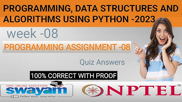 Programming, Data Structures And Algorithms Using Python | NPTEL WEEK 08 Programming Answers 2023