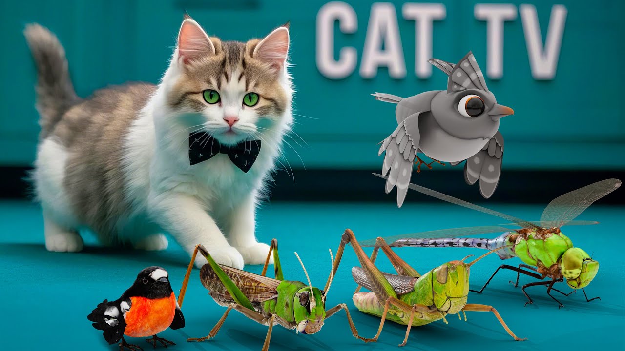 【猫用動画・猫が喜ぶ映像33】てんとう虫・バッタ・ねずみ・トカゲ・鳥 6時間 GAME FOR CATS 33