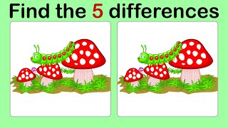 Look and Find 5 Differences No87 Mushroom2 | Spot the difference | Illustration Game | Image Game