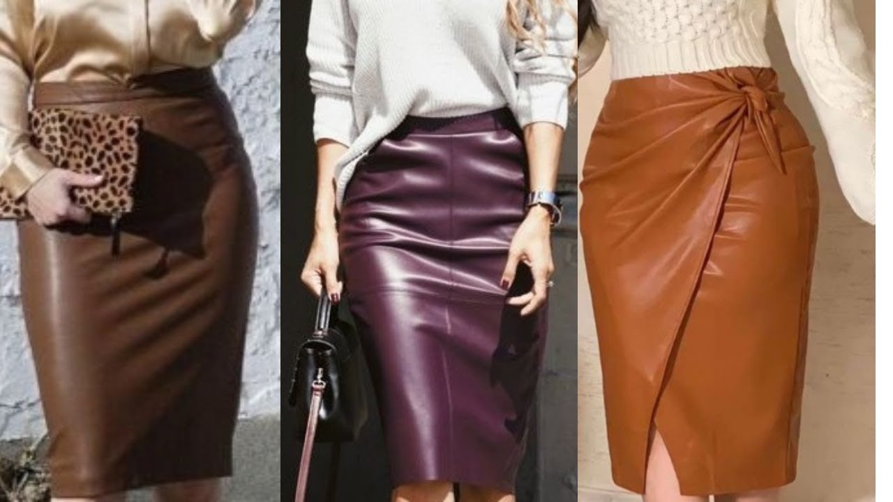 Latest and Stylish knee length leather skirts for ladies YouTube
