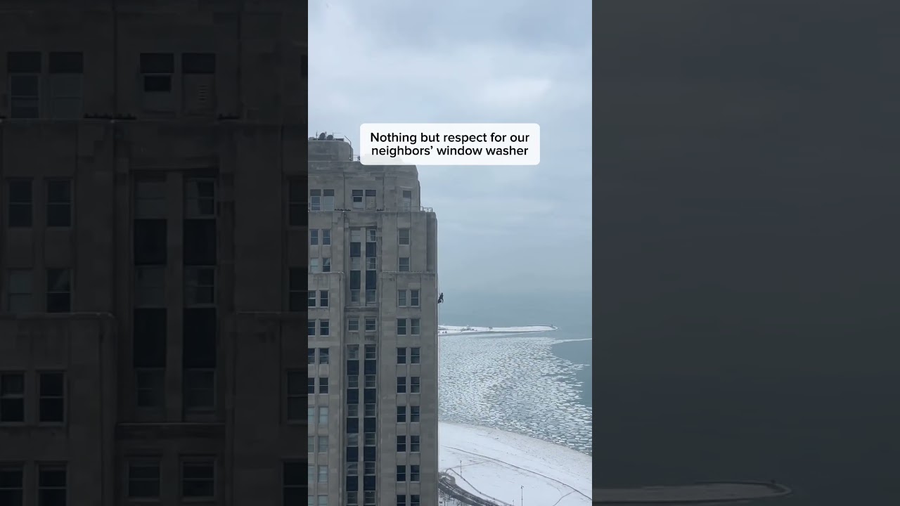 High rise window cleaning over Lake Michigan😳 
