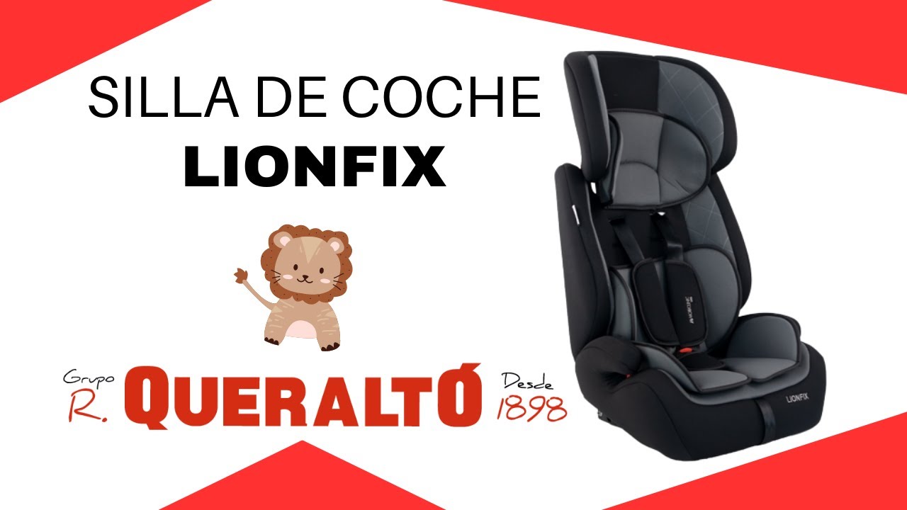 Silla de coche bebé Isofix 1 2 3, Protecciones laterales, De 9 a 36 kg, Respaldo extraíble, Gris, Lionfix