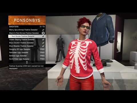 GTA 5 - Jan 1 login gifts: Red Bones Festive Sweater and Fireworks etc