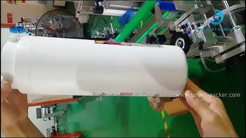 Drink water filter element tube vertical automatic labeling machine testing video