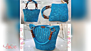 حصريا شنطة كروشيه بوحدات مربعة بالتفصيل للمبتدئين الجزء١ part1 Eazy New crochet bag