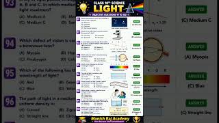 ⚡Light Chapter Important Questions 91-100 😱 | Class 10 Science MCQ with Answers | #shorts